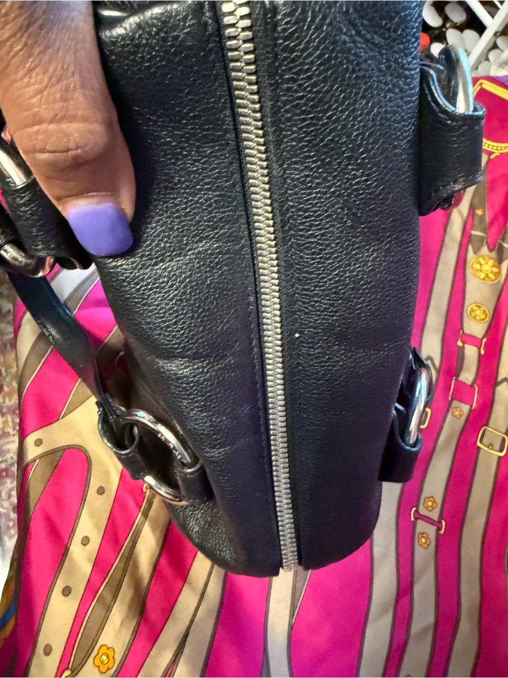 MCM Authentic Black Pebbled Leather Boston Satchel – Silver Hardware - Picture 8 of 16